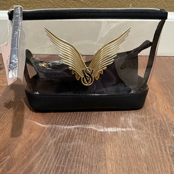 Victoria's Secret NWT Black and Gold Cosmetic 2-Piece Makeup Bag - Picture 4 of 7